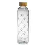 Bouteille verre transparent à motif noir avec bouchon en bambou 730ml