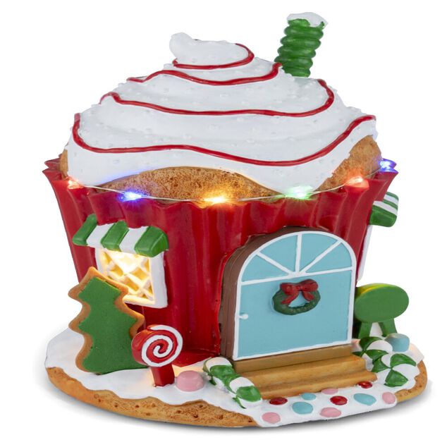 Maison cupcake lumineuse, anim&eacute;e et musicale