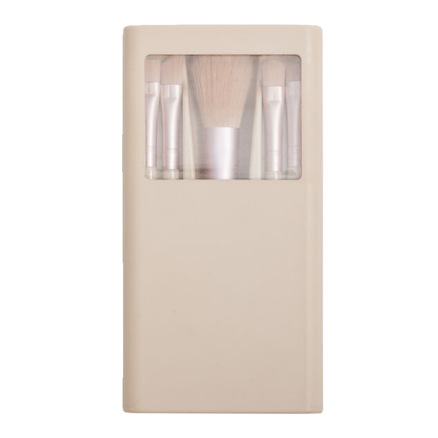 Kit de 5 pinceaux &agrave; maquillage dans bo&icirc;te avec miroir 7x13,5cm