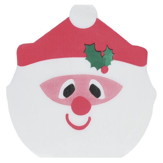 Serviette en papier forme P&egrave;re No&euml;l rouge et blanc 18x18cm 12 pi&egrave;ces