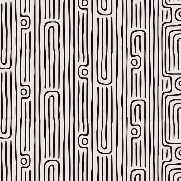 Nappe rectangulaire tissu Dakar motif graphique noir et blanc 140x250cm