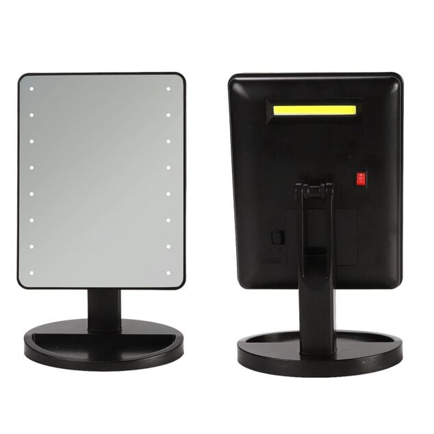 Miroir &agrave; LED &agrave; poser 14,5x5,5x23cm noir