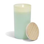 Bougie citronnelle couvercle bois verre vert &Oslash;8xH15cm