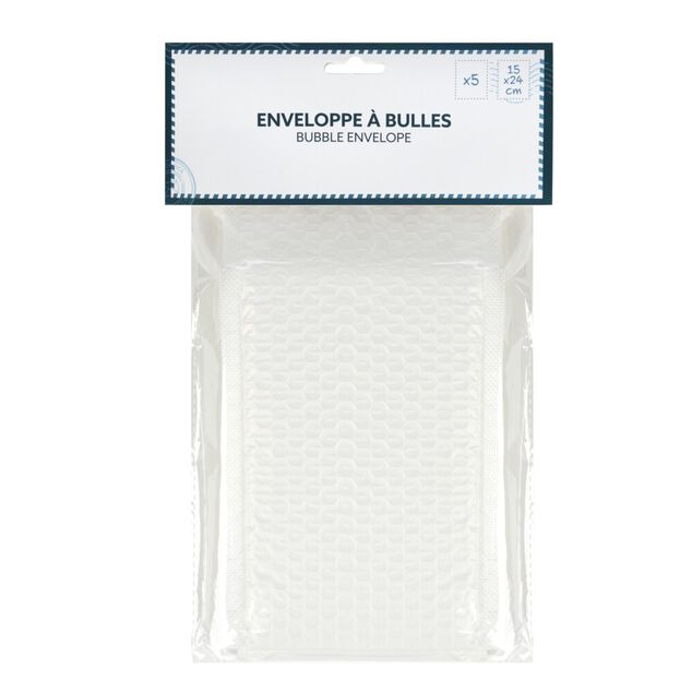 Enveloppe &agrave; bulles x5 format 15x24cm blanche