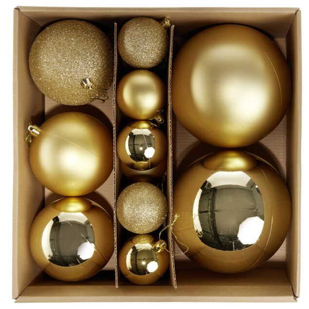 Boule de No&euml;l jaune dor&eacute; x15