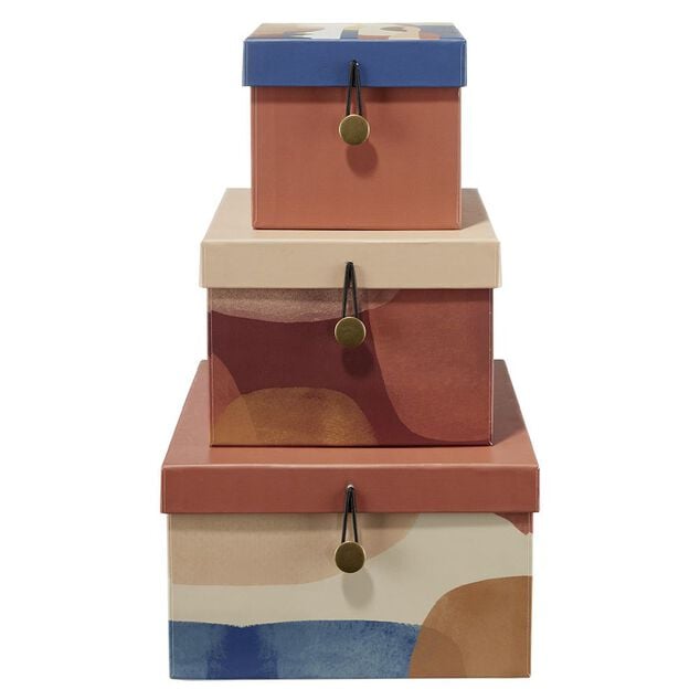 Bo&icirc;te de rangement carr&eacute;e d&eacute;co x3
