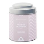 Bougie parfum&eacute;e pot m&eacute;tal gris et rose senteur fruit de la passion 26H
