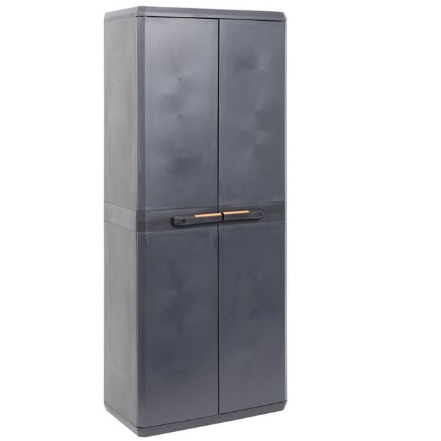 Armoire haute de garage plastique noire 3 tablettes 68x39xH100cm
