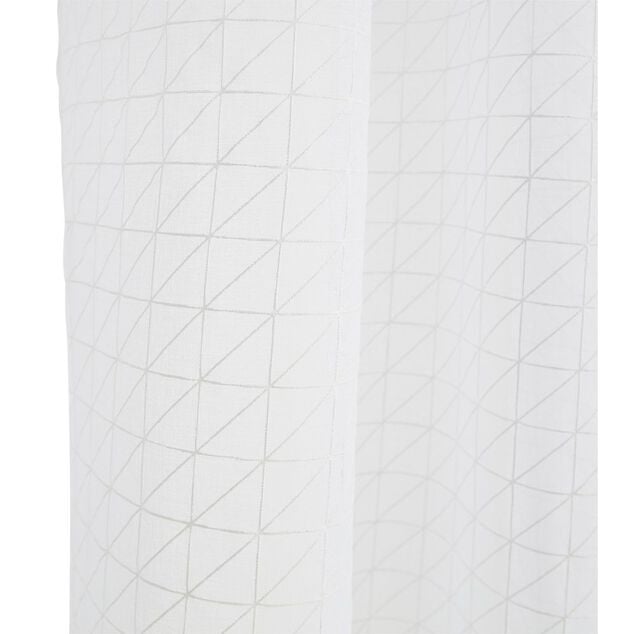 Voilage polyester 140x240cm motif g&eacute;om&eacute;trique blanc