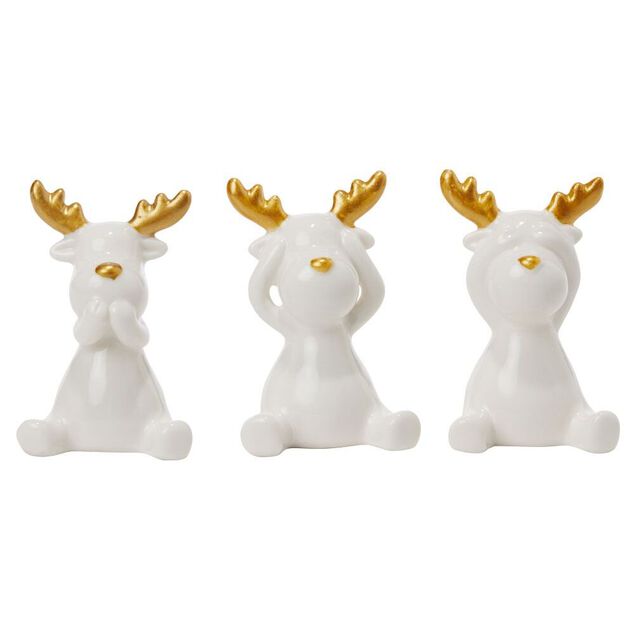 Renne en céramique blanc à poser blanc et doré H7cm x3