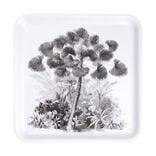 Plateau carr&eacute; m&eacute;lamin&eacute; motif arbre gris et blanc 33x33cm