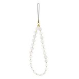 Bracelet chaîne de téléphone perle forme coeur blanc L13,5cm
