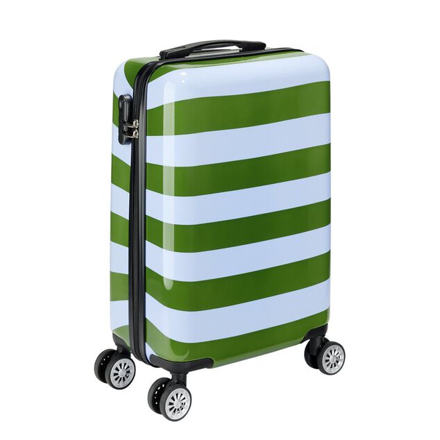 Valise cabine 39L trolley 4 roulettes bayad&egrave;re rayures bleues et vertes H56,5cm
