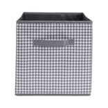 Panière de rangement Box Cube cartonnée grise motif patte d'oie 31x31xH29cm