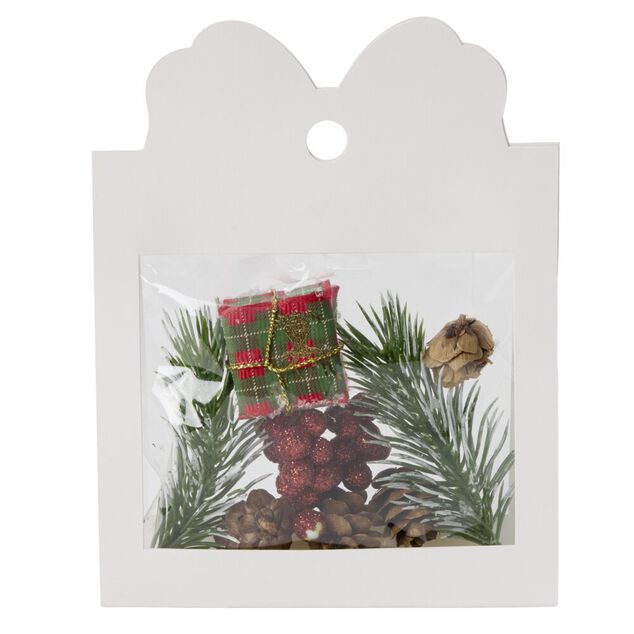 D&eacute;coration de table nature et cadeau No&euml;l L2X2XH3 cm rouge