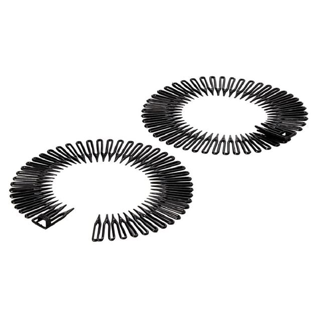 Serre t&ecirc;te zig zag plastique noir brillant x2