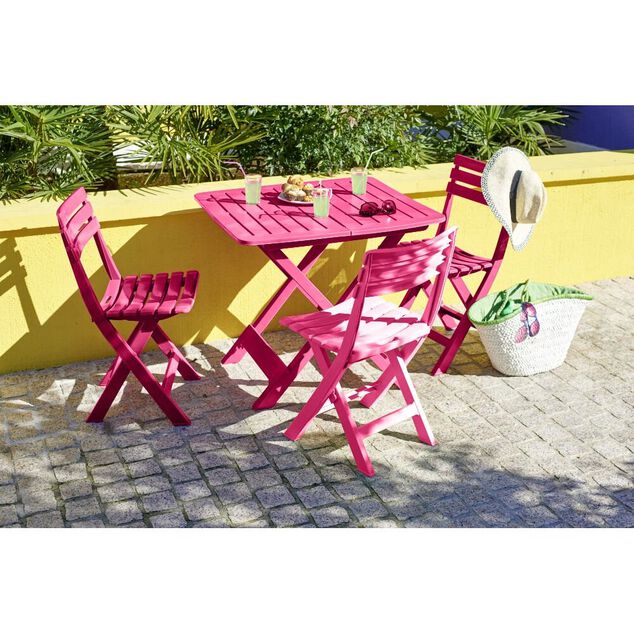 Chaise de jardin pliante Relax plastique rose