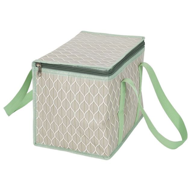 Sac &agrave; repas isotherme beige et vert L.28xl.18xH.21 cm