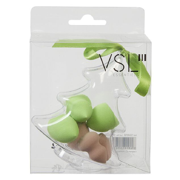 Éponge cosmétique x6 dans boîte Noël plastique transparent (2 modèles)