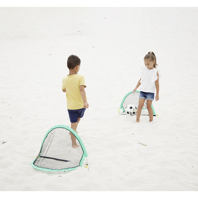 Cage de foot pop-up pliable bleu 60x40xH40cm (2 pi&egrave;ces)