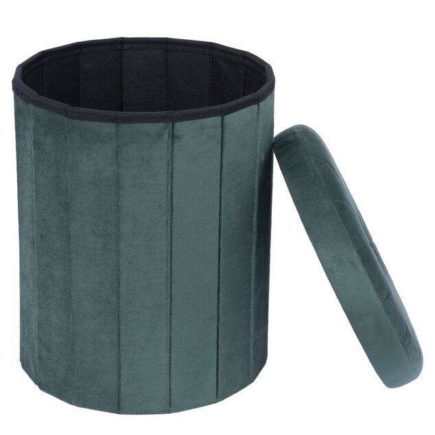 Pouf coffre rond Clara vert &Oslash;31xH37,5cm
