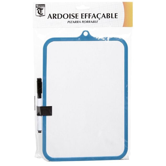 Ardoise effaçable à sec Tucson blanc et bleu