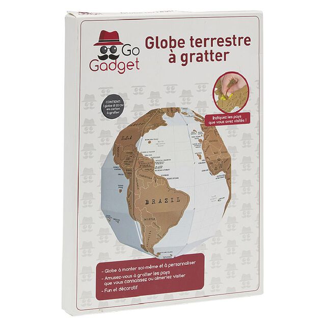 Globe terrestre &agrave; gratter H.23 cm