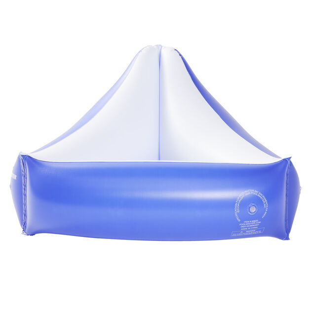 Si&egrave;ge de piscine gonflable forme triangle en plastique bleu 74x74xH25cm