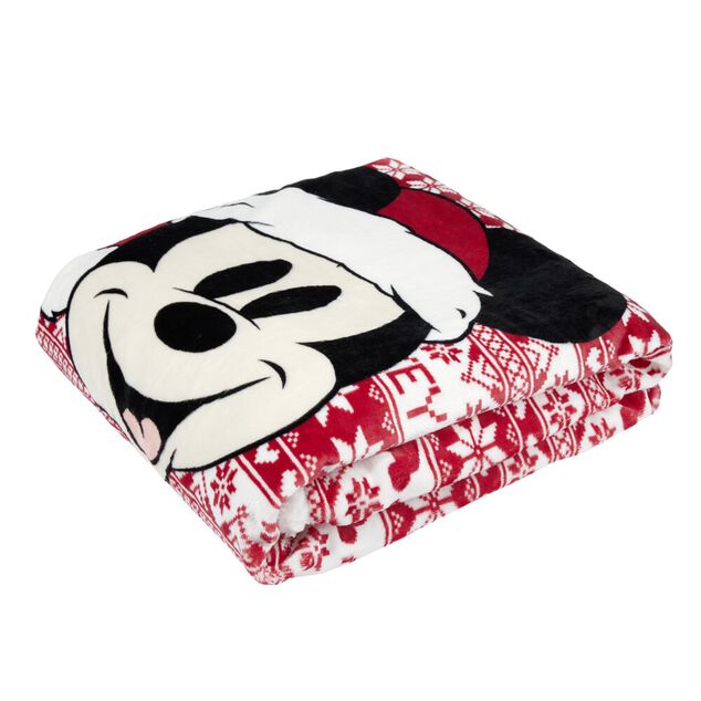 Plaid Disney Mickey traditionnel rouge et blanc 120x150cm