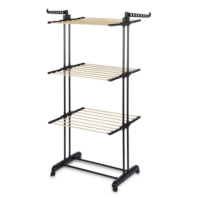 S&eacute;choir tour 3 niveaux fer et plastique blanc 75x64xH177cm