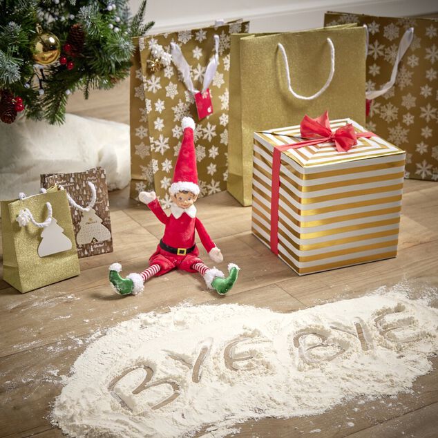 Sac cadeau Noël motif sapin ou uni doré pailleté - Taille M