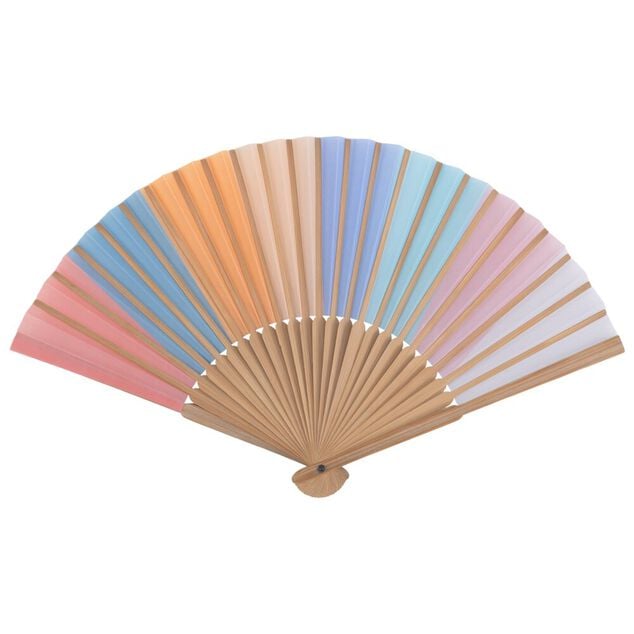 &Eacute;ventail bambou et polyester multicolore L37xH21cm