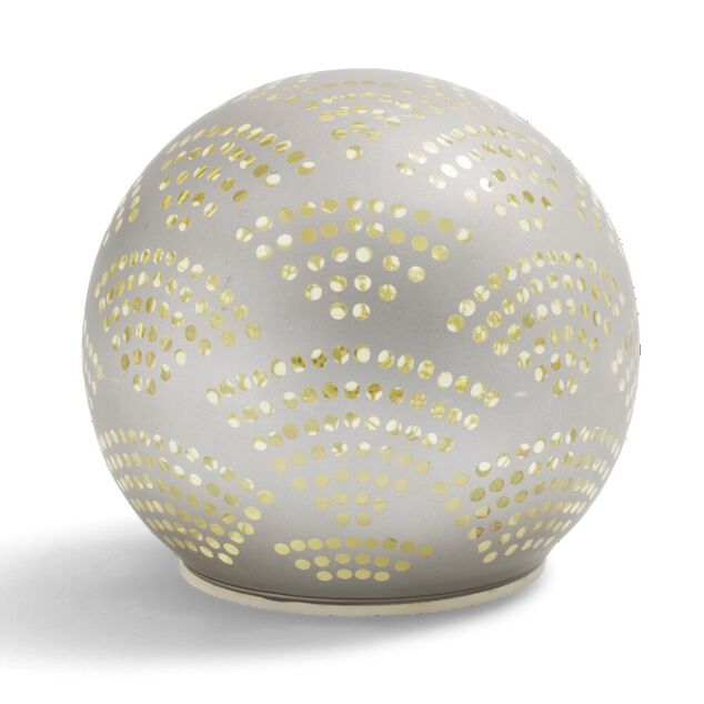 Boule d&eacute;co LED verre et m&eacute;tal grise &Oslash;12cm