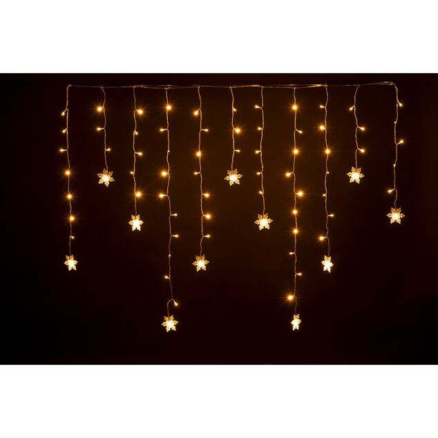 Rideau lumineux extérieur flocons de neige 76LED blanc chaud 1,5m