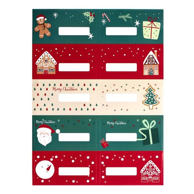 &Eacute;tiquette pour paquet cadeau No&euml;l 10 pi&egrave;ces