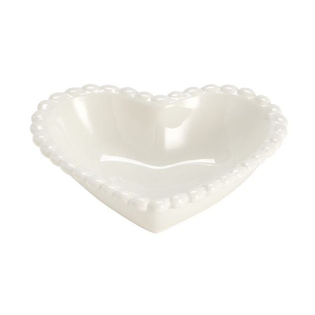 Coupelle forme coeur c&eacute;ramique blanc 15x12,5xH4cm