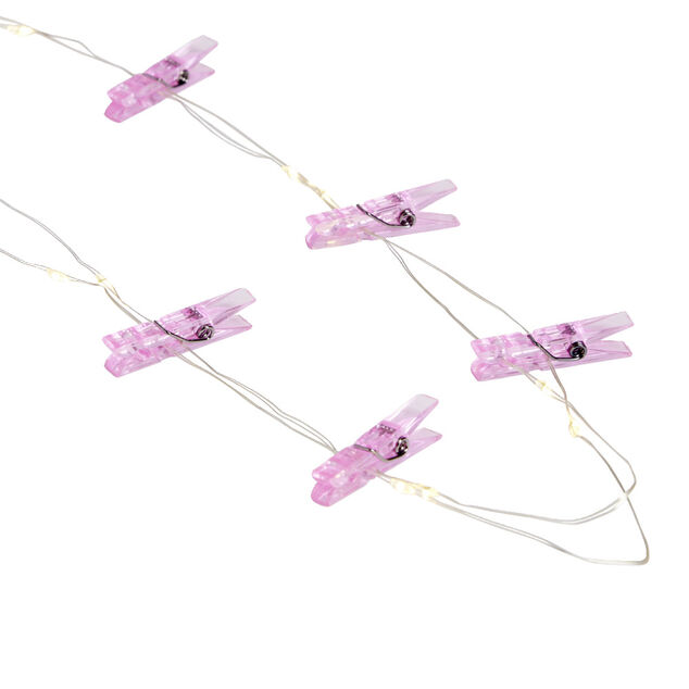 Guirlande LED &agrave; pinces 280cm plastique rose gold