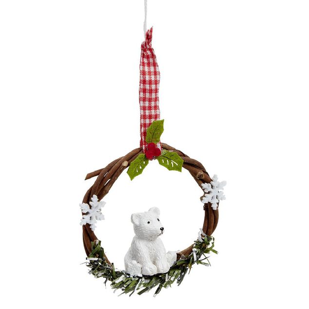 Couronne en bois &agrave; suspendre No&euml;l