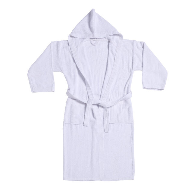 Peignoir avec capuche en coton L120cm - 2 mod&egrave;les marron ou blanc
