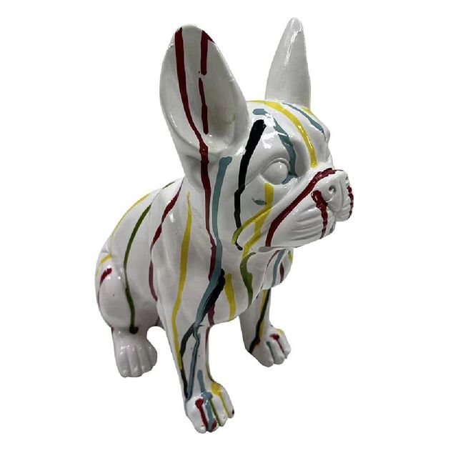 Bulldog d&eacute;coratif petit mod&egrave;le plastique blanc