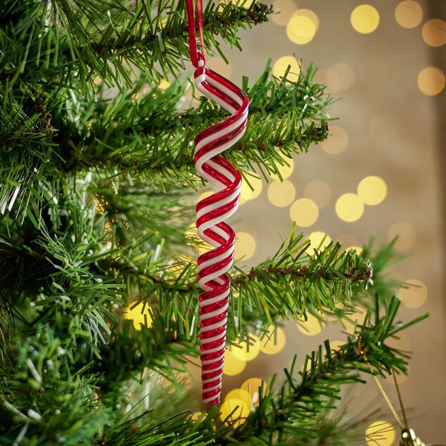 Décoration de Noël à suspendre stalactite rouge et blanc L16,5cm
