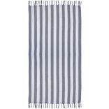 Fouta de plage 1 personne marini&egrave;re blanc et bleu 90x180cm
