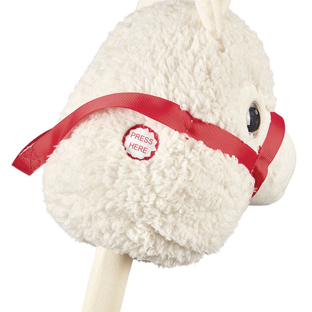 Lama &agrave; chevaucher blanc lani&egrave;re rouge