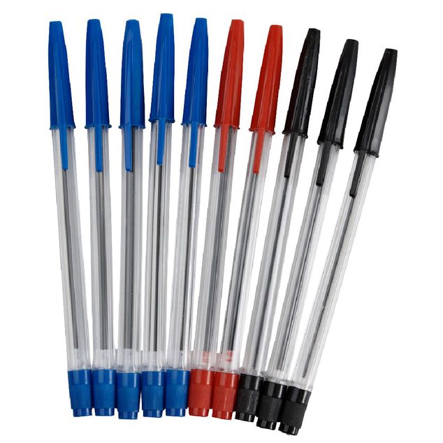 Stylo bille bleu noir rouge x10