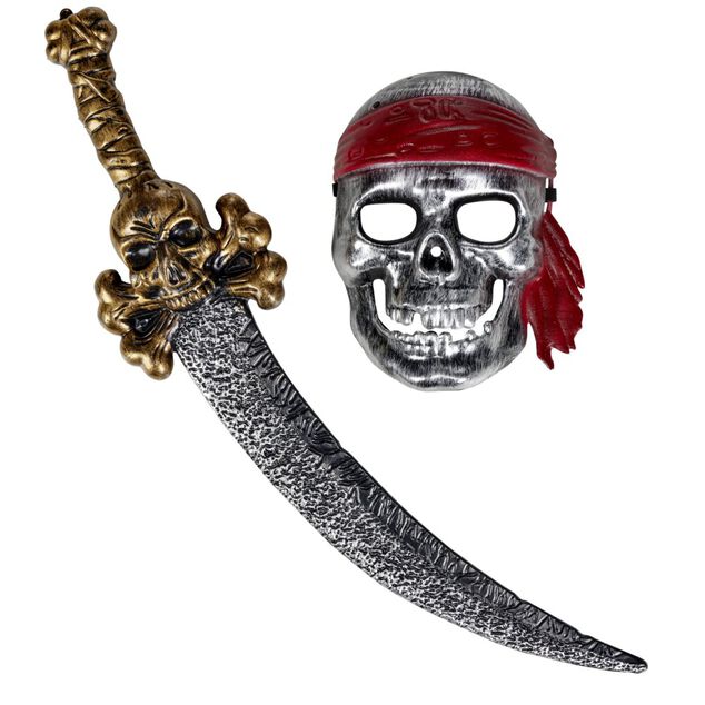Kit pirate Halloween &eacute;p&eacute;e et masque adulte