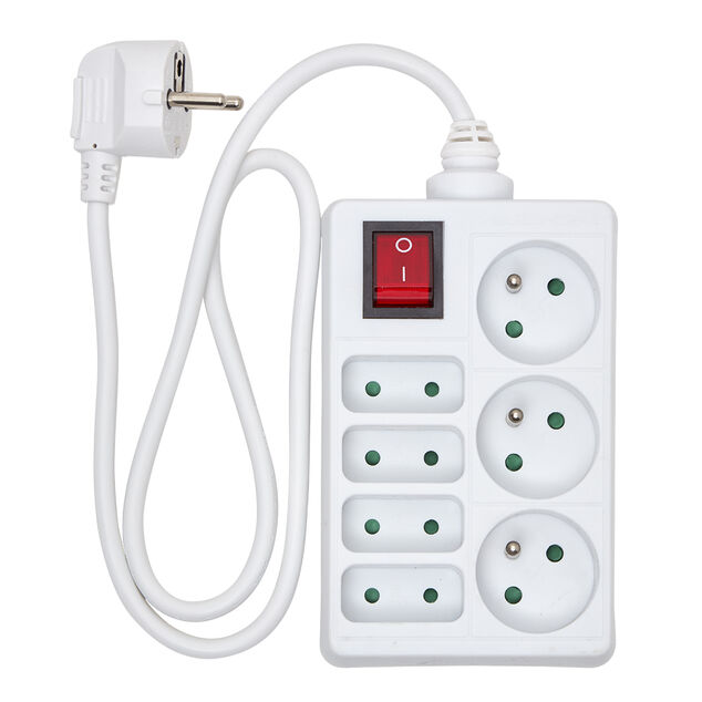 Bloc multiprise blanc interrupteur 7 prises