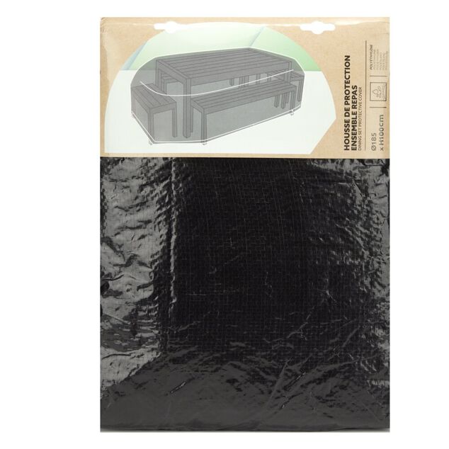 Housse de protection salon de jardin noir &Oslash;185xH100cm