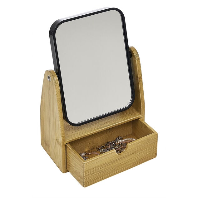 Miroir avec tiroir en bambou