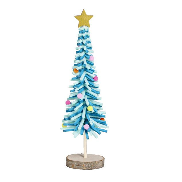 Sapin en feutrine et bois &agrave; poser H25cm - 4 mod&egrave;les