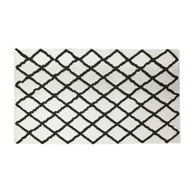Tapis rectangulaire coton tufté blanc noir 120x170 cm